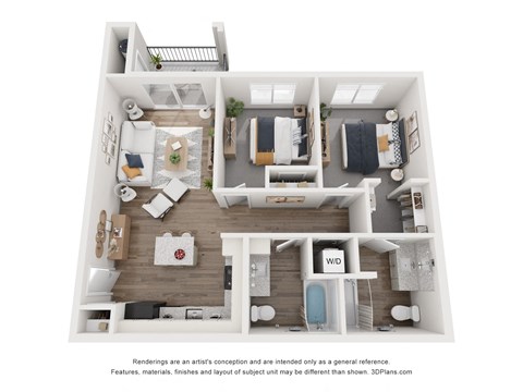 2 bed 2 bathroom B1 ADA Floor Plan at Copa Flats, Maricopa, Arizona